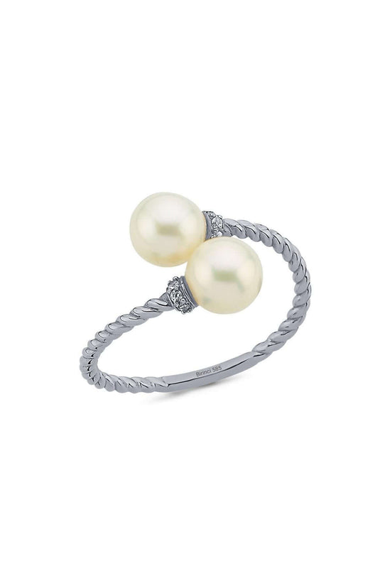 Twisted Two Pearl Natural Pearl Ring