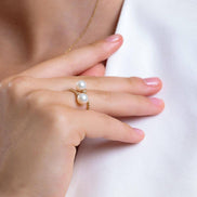 Twisted Two Pearl Natural Pearl Ring