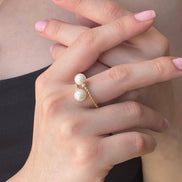 Twisted Two Pearl Natural Pearl Ring