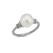 Twisted Zircon Stone Natural Pearl Ring