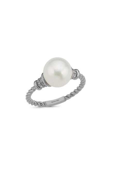Twisted Zircon Stone Natural Pearl Ring