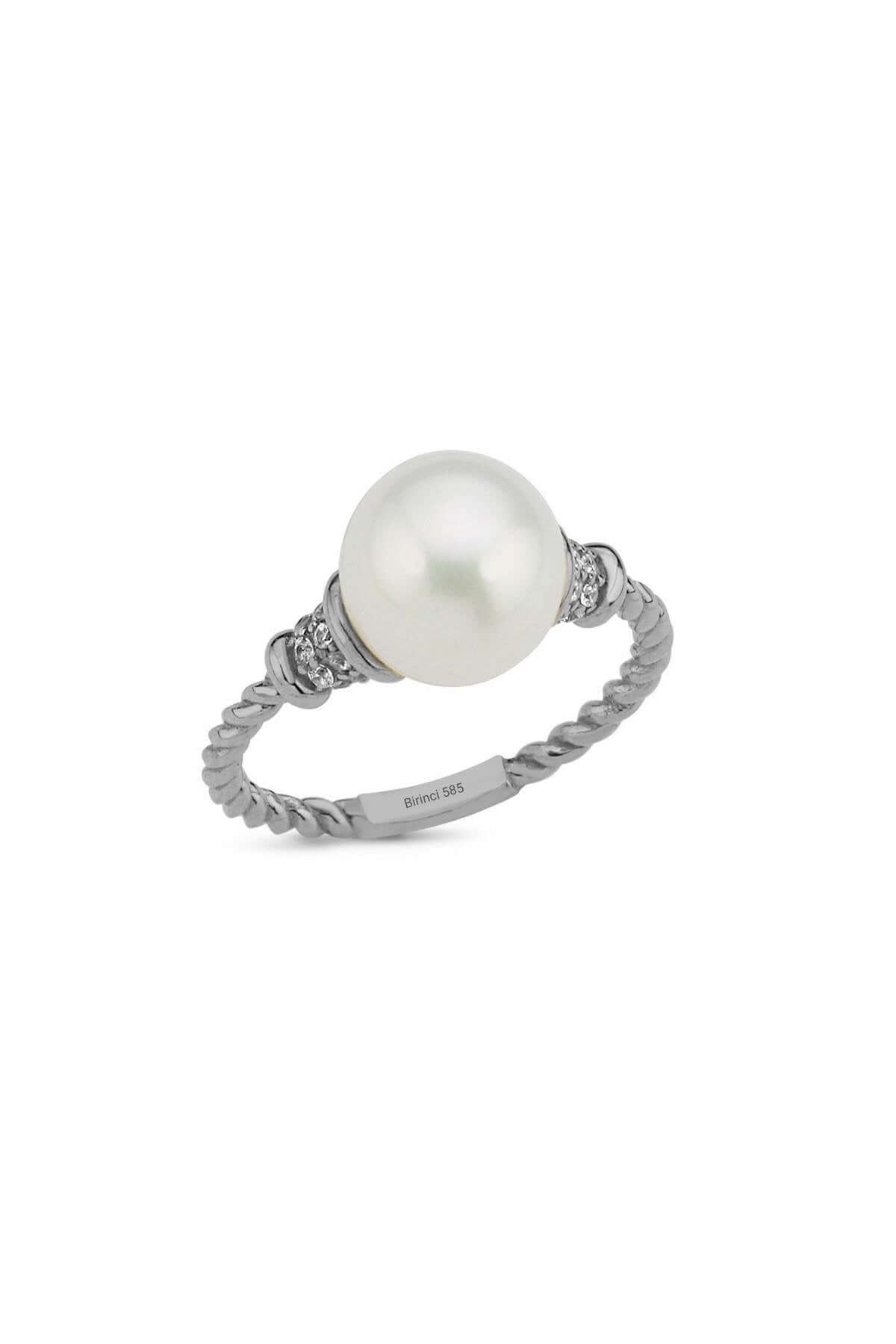 Twisted Zircon Stone Natural Pearl Ring