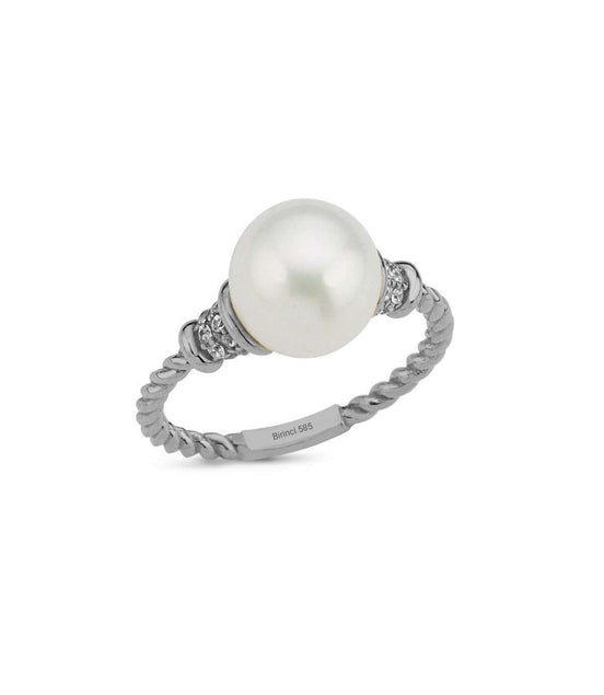 Twisted Zircon Stone Natural Pearl Ring