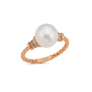 Twisted Zircon Stone Natural Pearl Ring