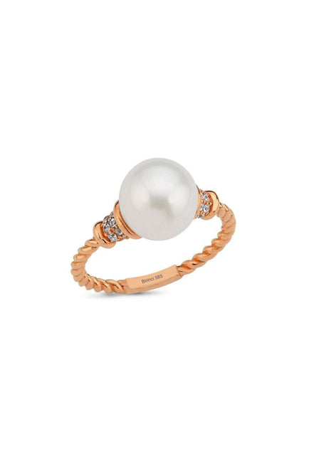 Twisted Zircon Stone Natural Pearl Ring