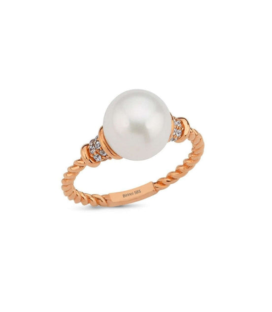Twisted Zircon Stone Natural Pearl Ring