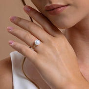 Twisted Zircon Stone Natural Pearl Ring