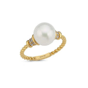Twisted Zircon Stone Natural Pearl Ring