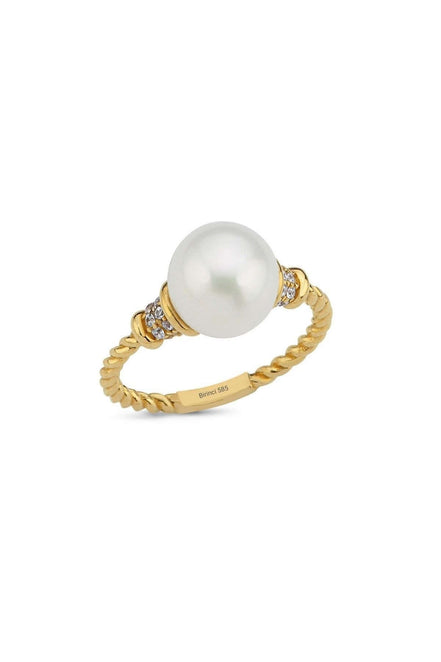 Twisted Zircon Stone Natural Pearl Ring