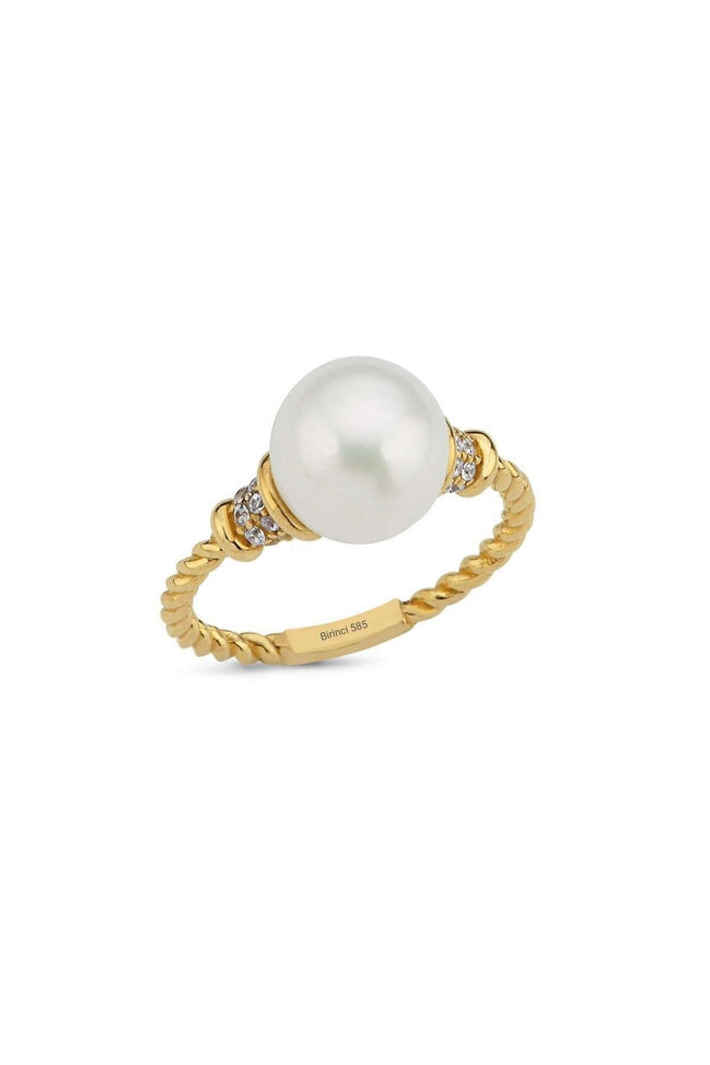 Twisted Zircon Stone Natural Pearl Ring