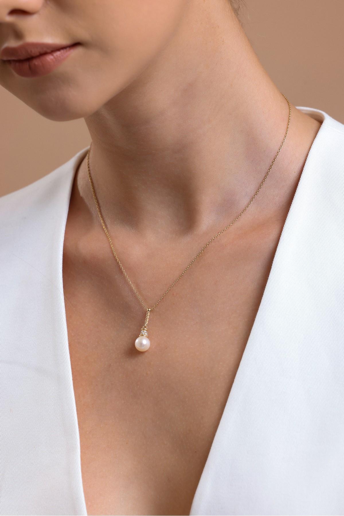 Twisted Zircon Stone Natural Pearl Earring Necklace Ring Triple Set