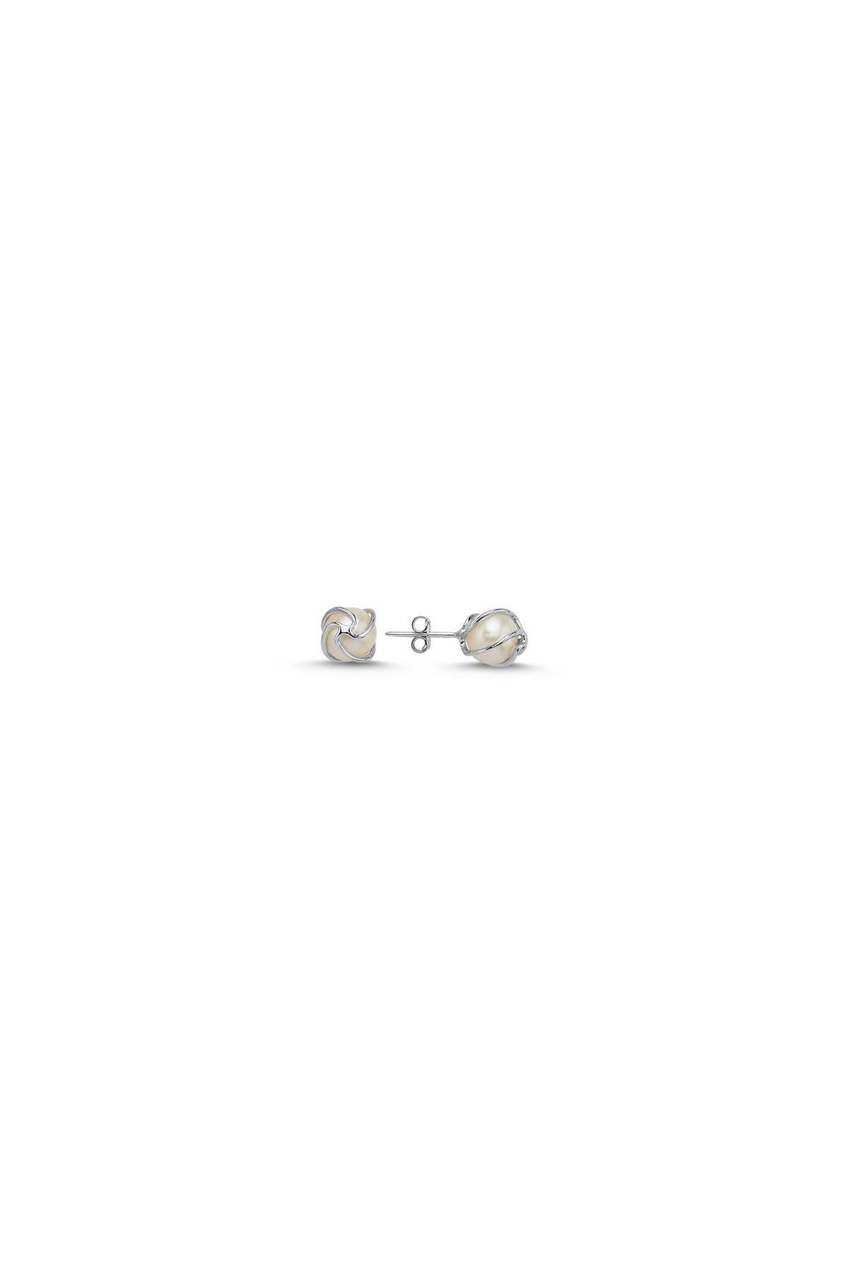 Caged Natural Pearl Earring