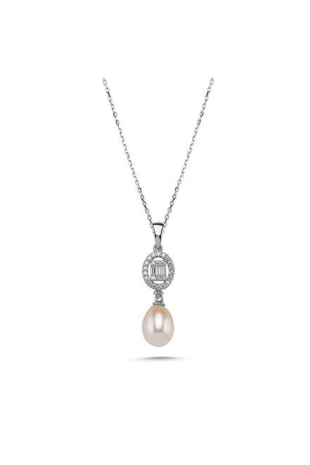 Oval Baget Taşlı Doğal İnci Kolye | | Birinci1926