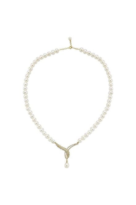 Yaprak Detay Taşlı Doğal İnci Kolye | | Birinci1926