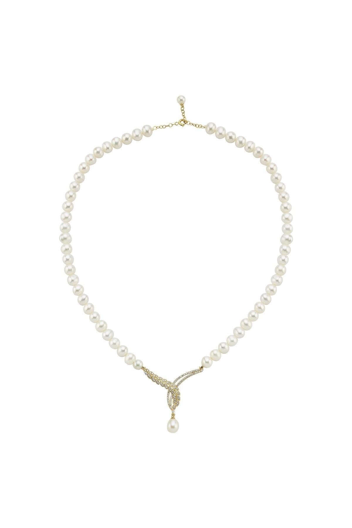 Yaprak Detay Taşlı Doğal İnci Kolye | | Birinci1926