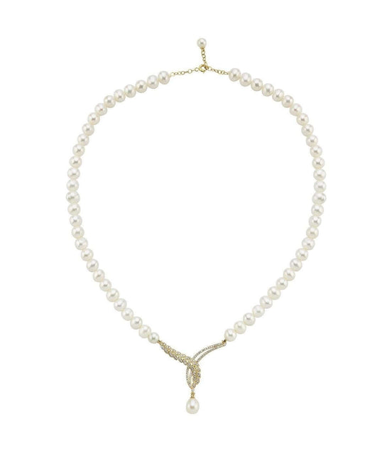 Yaprak Detay Taşlı Doğal İnci Kolye | | Birinci1926