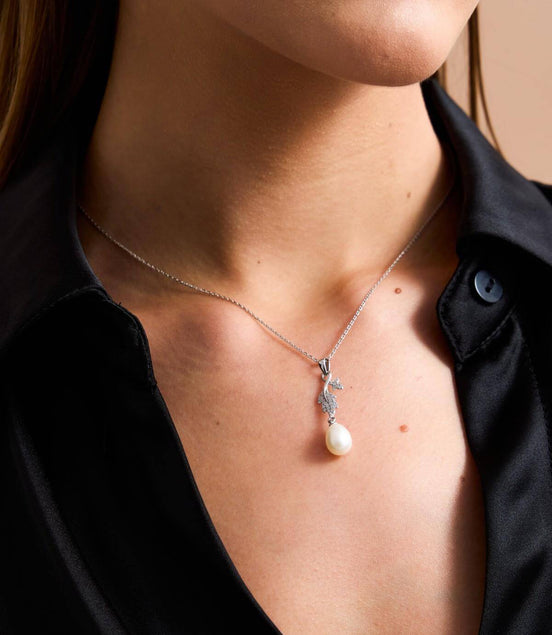 Yaprak Taşlı Doğal İnci Sallantılı Kolye | | Birinci1926