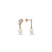 Leaf Stone Natural Pearl Dangling Earring
