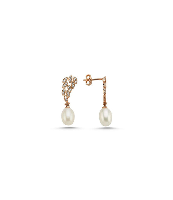 Leaf Stone Natural Pearl Dangling Earring