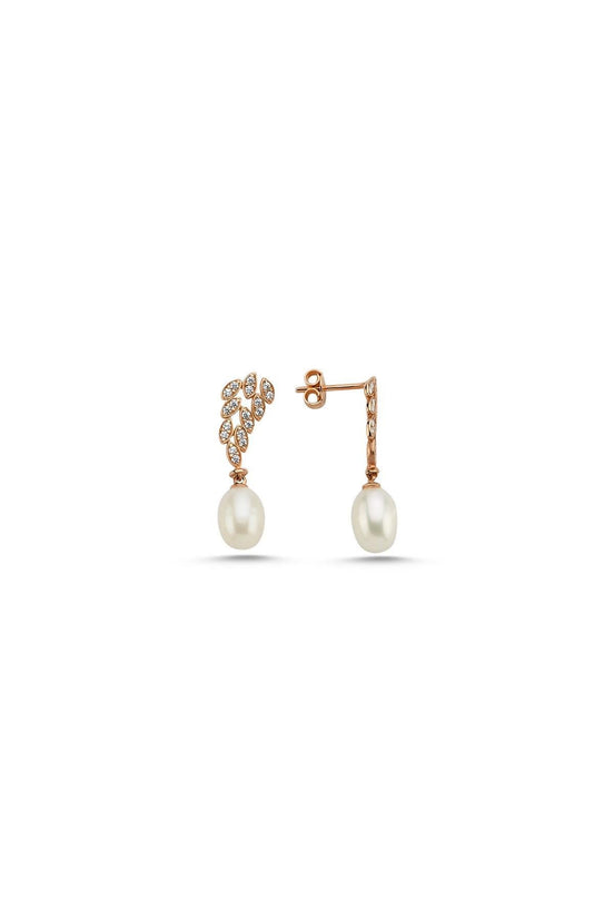Leaf Stone Natural Pearl Dangling Earring