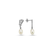 Leaf Stone Natural Pearl Dangling Earring