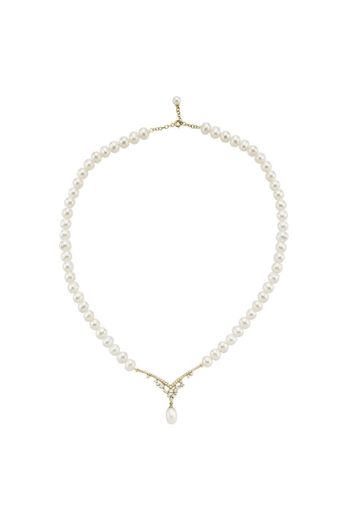 Zirkon Taşlı Doğal İnci Sallantılı Kolye | | Birinci1926