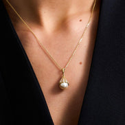 Lightbulb Design Natural Pearl Earring Necklace Ring Triple Set