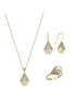 Lightbulb Design Natural Pearl Earring Necklace Ring Triple Set
