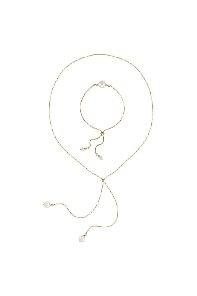 Asansörlü Doğal İnci Kolye Bileklik İkili Set | | Birinci1926