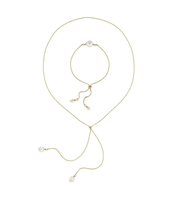 Asansörlü Doğal İnci Kolye Bileklik İkili Set | | Birinci1926