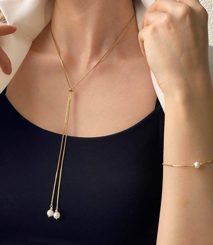 Asansörlü Doğal İnci Kolye Bileklik İkili Set | | Birinci1926