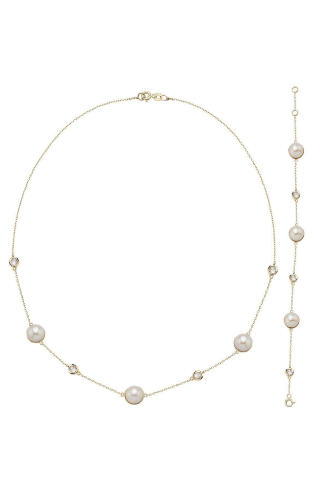 Doğal İncili Zirkon Taşlı Kolye Bileklik İkili Set | | Birinci1926