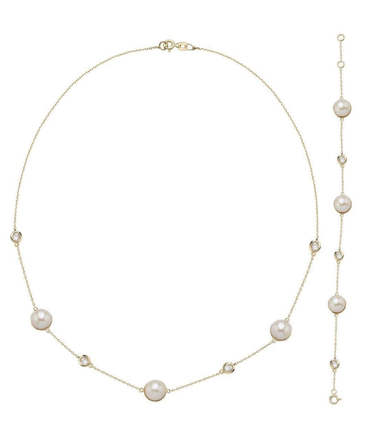 Doğal İncili Zirkon Taşlı Kolye Bileklik İkili Set | | Birinci1926