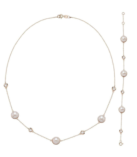 Doğal İncili Zirkon Taşlı Kolye Bileklik İkili Set | | Birinci1926