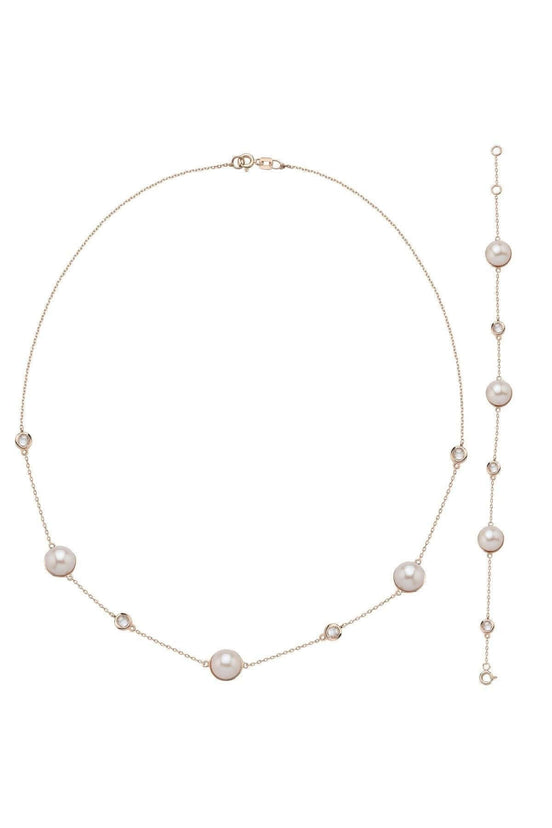 Doğal İncili Zirkon Taşlı Kolye Bileklik İkili Set | | Birinci1926