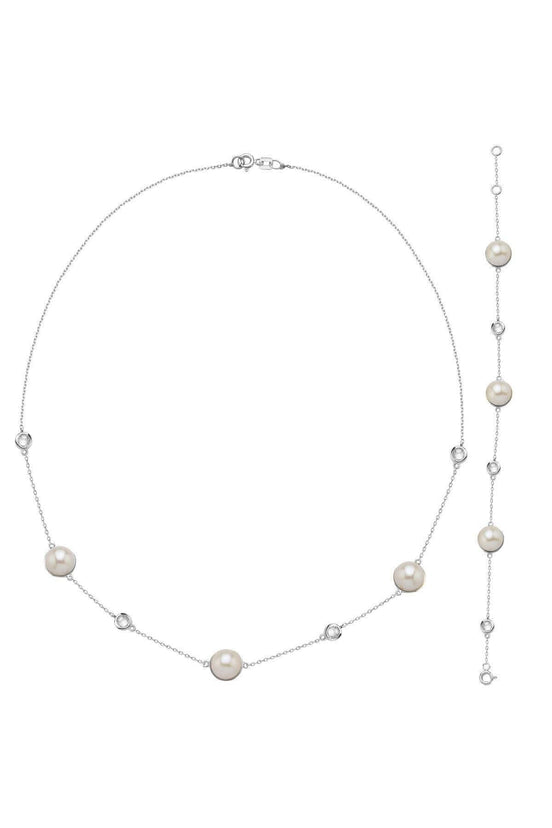 Doğal İncili Zirkon Taşlı Kolye Bileklik İkili Set | | Birinci1926