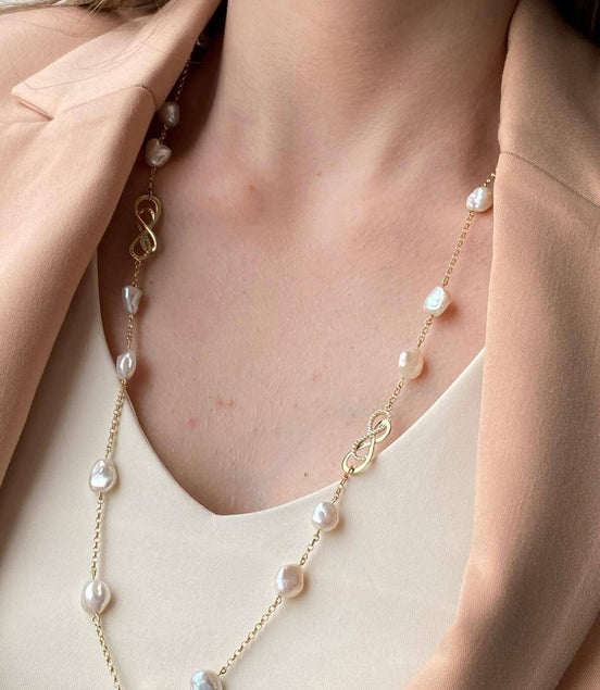 Infinity Stone Baroque Natural Pearl Necklace