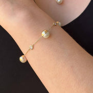 Üç Doğal İncili Zirkon Taşlı Bileklik | | Birinci1926