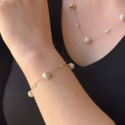 Üç Doğal İncili Zirkon Taşlı Bileklik | | Birinci1926