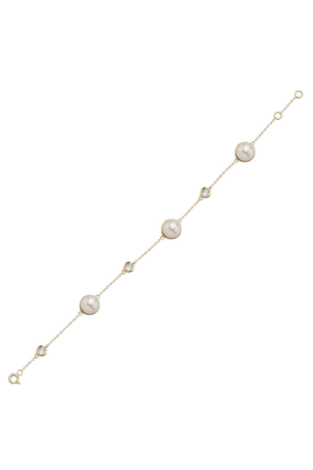 Üç Doğal İncili Zirkon Taşlı Bileklik | | Birinci1926