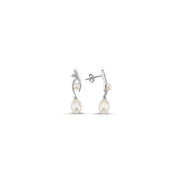 Zircon Stone Natural Pearl Dangling Earring