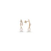 Zircon Stone Natural Pearl Dangling Earring