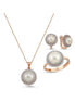 Natural Pearl Stone Earring Necklace Ring Triple Set