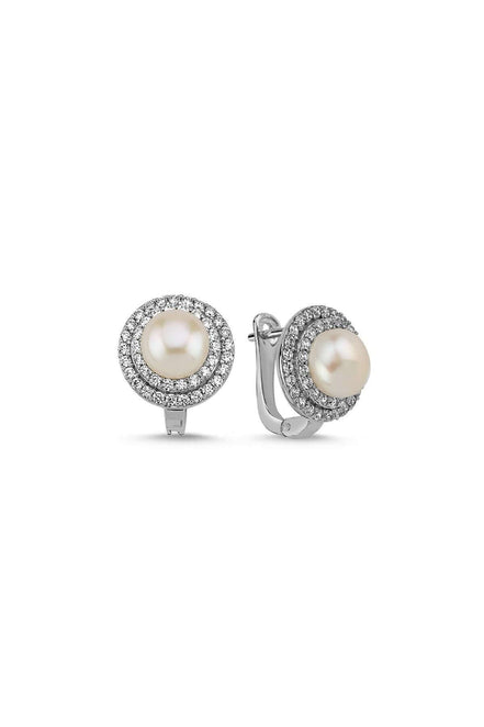 Natural Pearl Zircon Stone Earring
