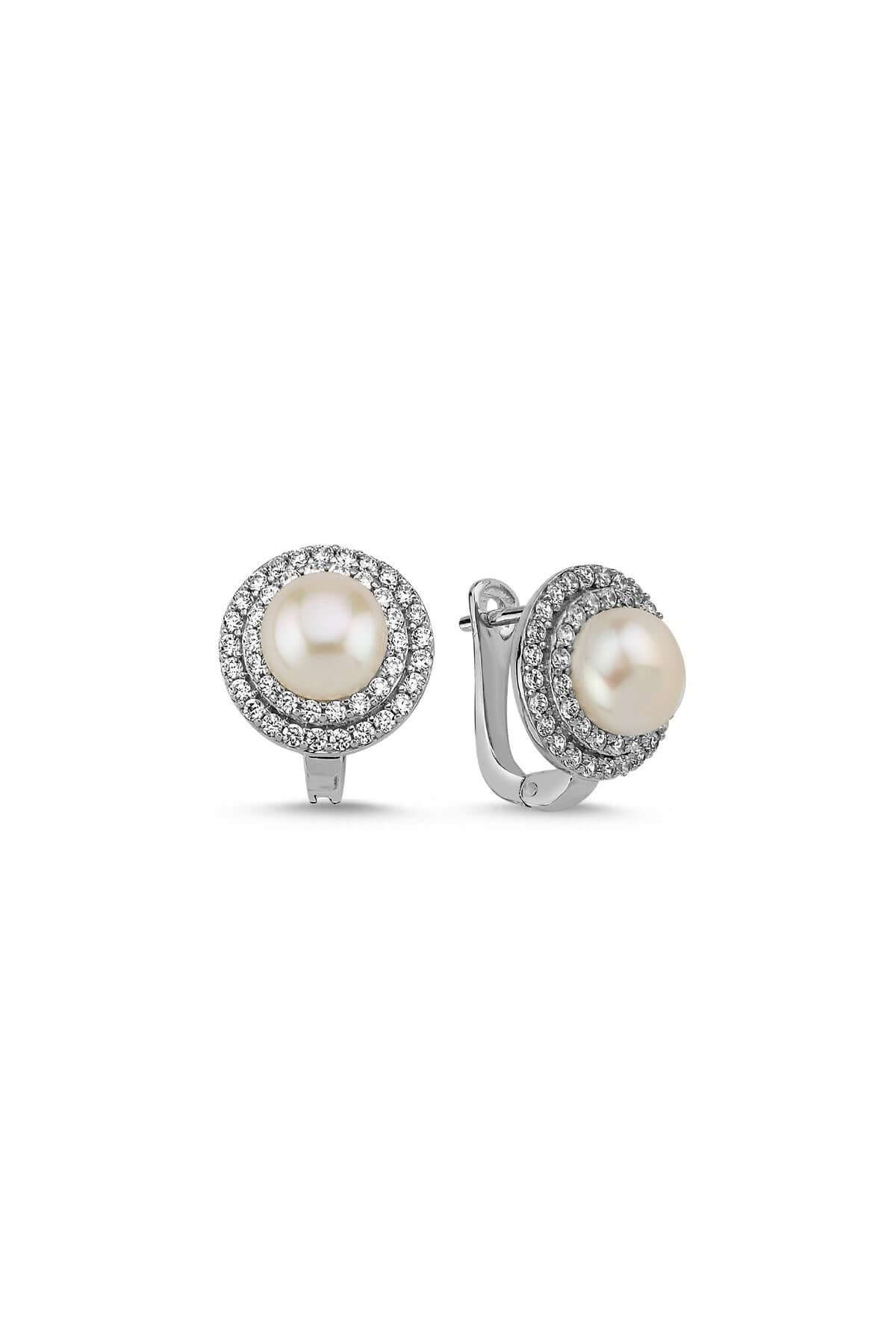 Natural Pearl Zircon Stone Earring