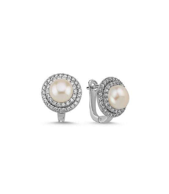 Natural Pearl Zircon Stone Earring