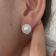 Natural Pearl Zircon Stone Earring
