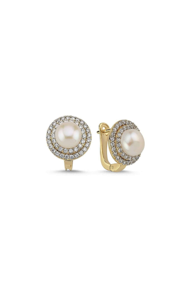 Natural Pearl Zircon Stone Earring