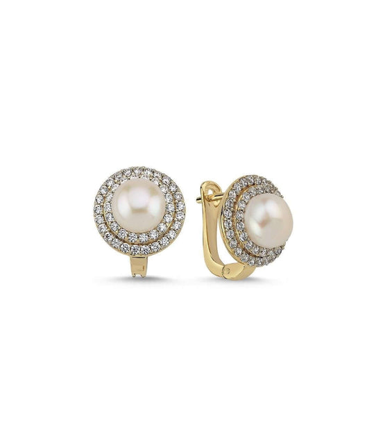 Natural Pearl Zircon Stone Earring