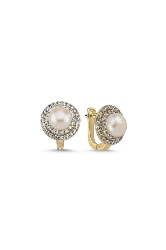 Natural Pearl Zircon Stone Earring